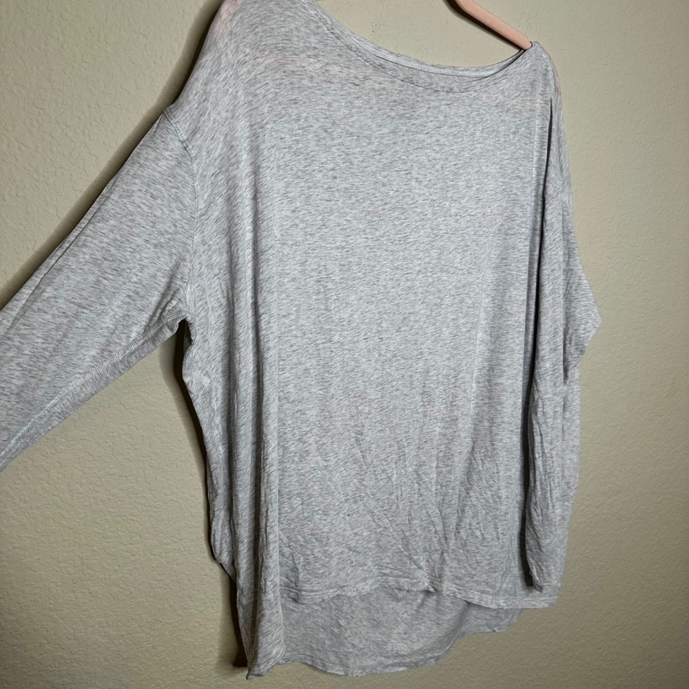 Lululemon Gray Heathered Long Sleeve‎ Boatneck Oversized Top Relaxed Fit L - Picture 2 of 7